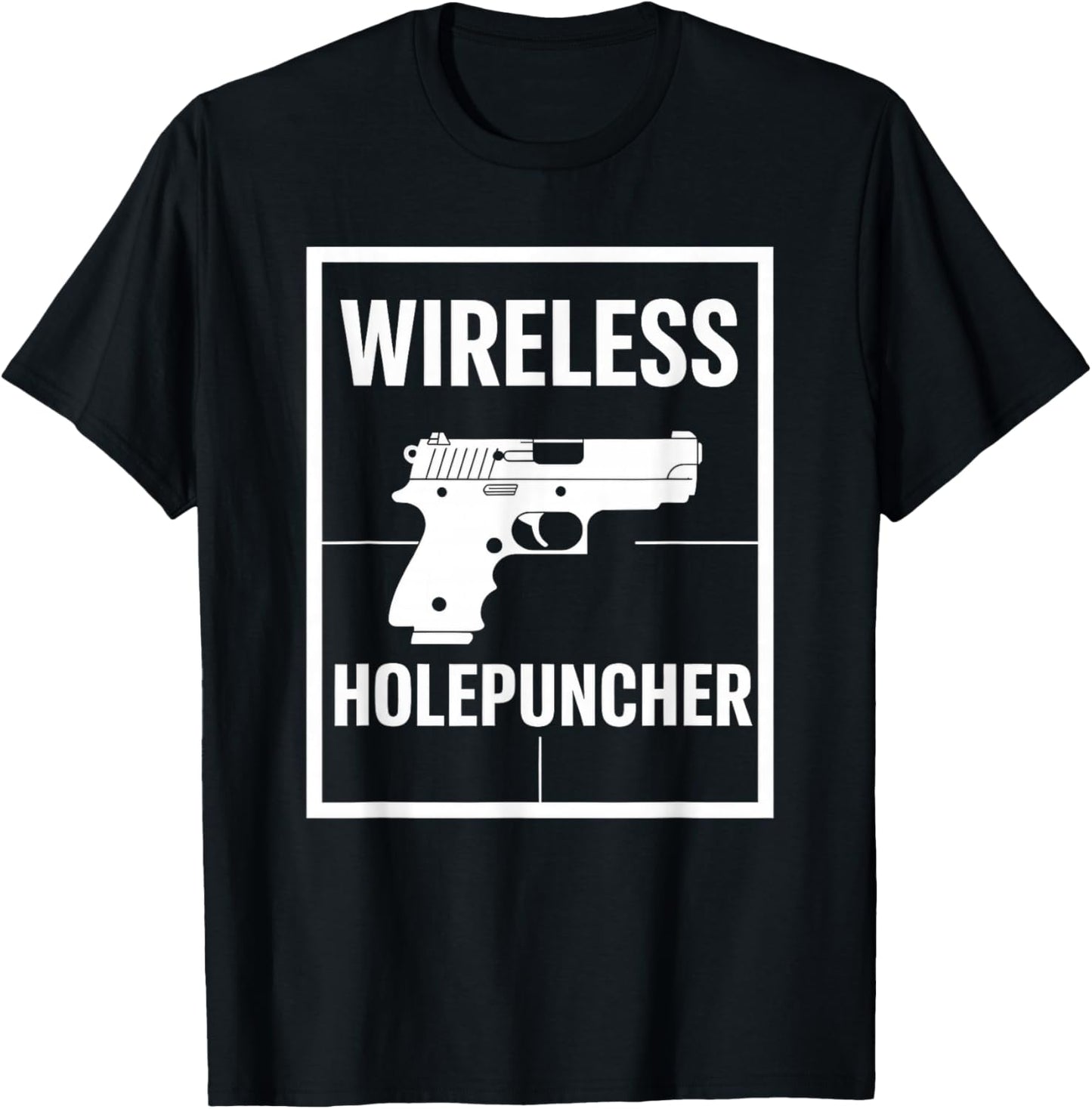 Wireless Holepuncher Weapon Silhouette T-Shirt - T-Shirt | Black