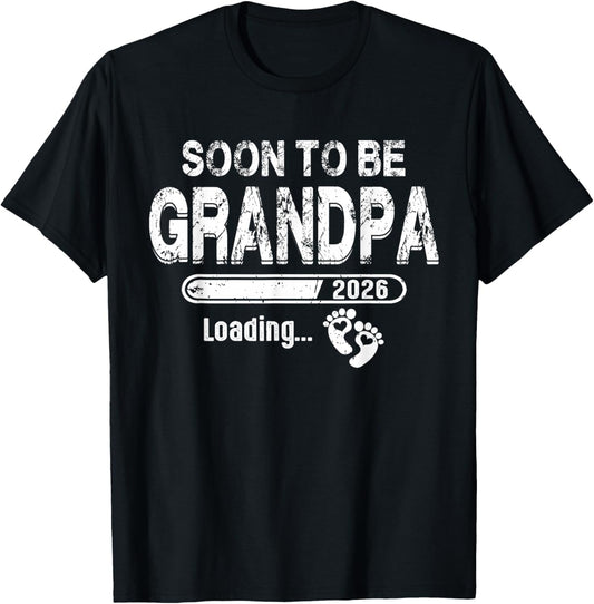 Soon To Be Grandpa 2026 Promoted to Grandpa 2026 T-Shirt - T-Shirt | Black