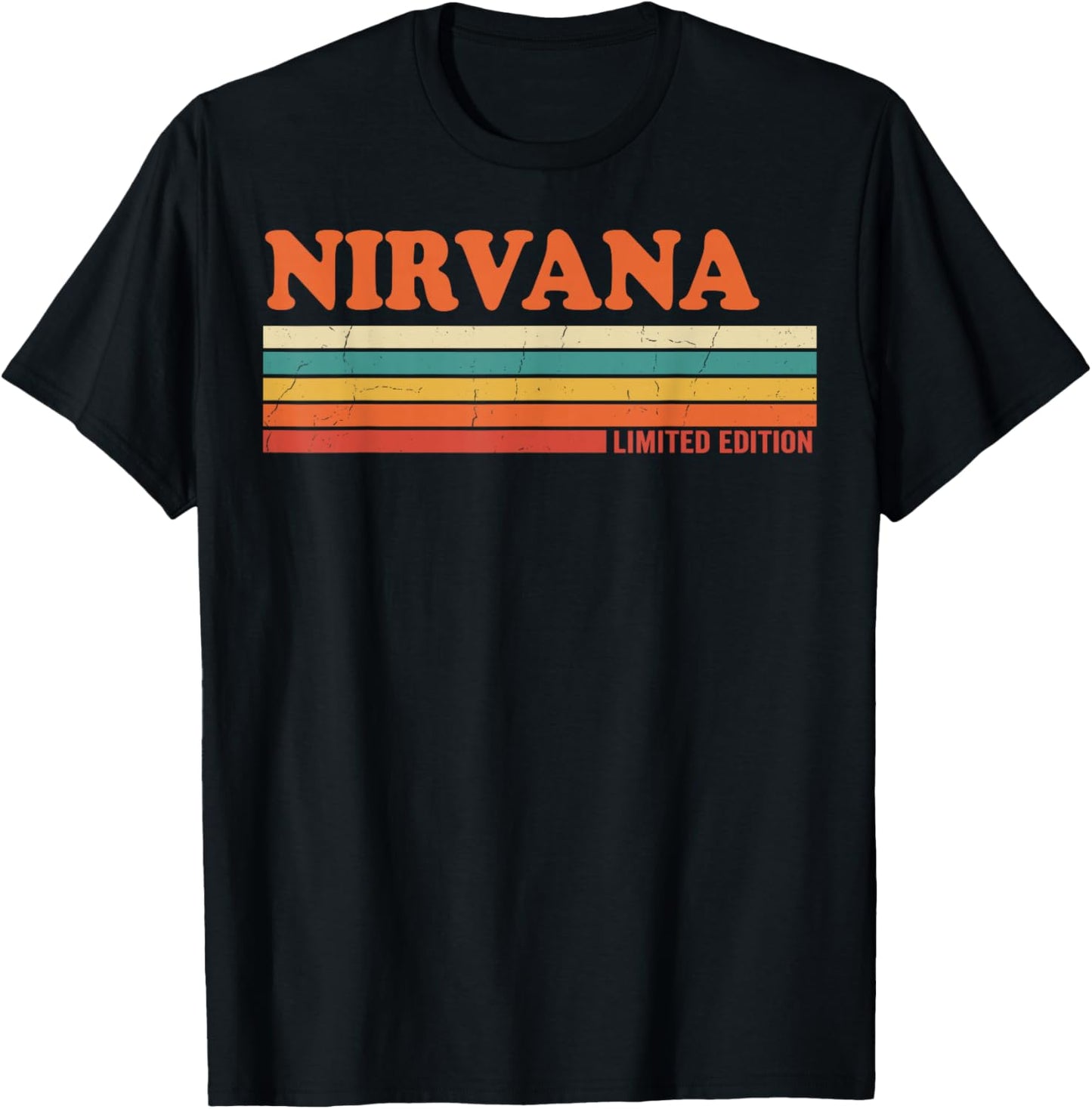Nirvana Rétro Prénom Personnalisé Rayures Vintage T-Shirt - T-Shirt | Black