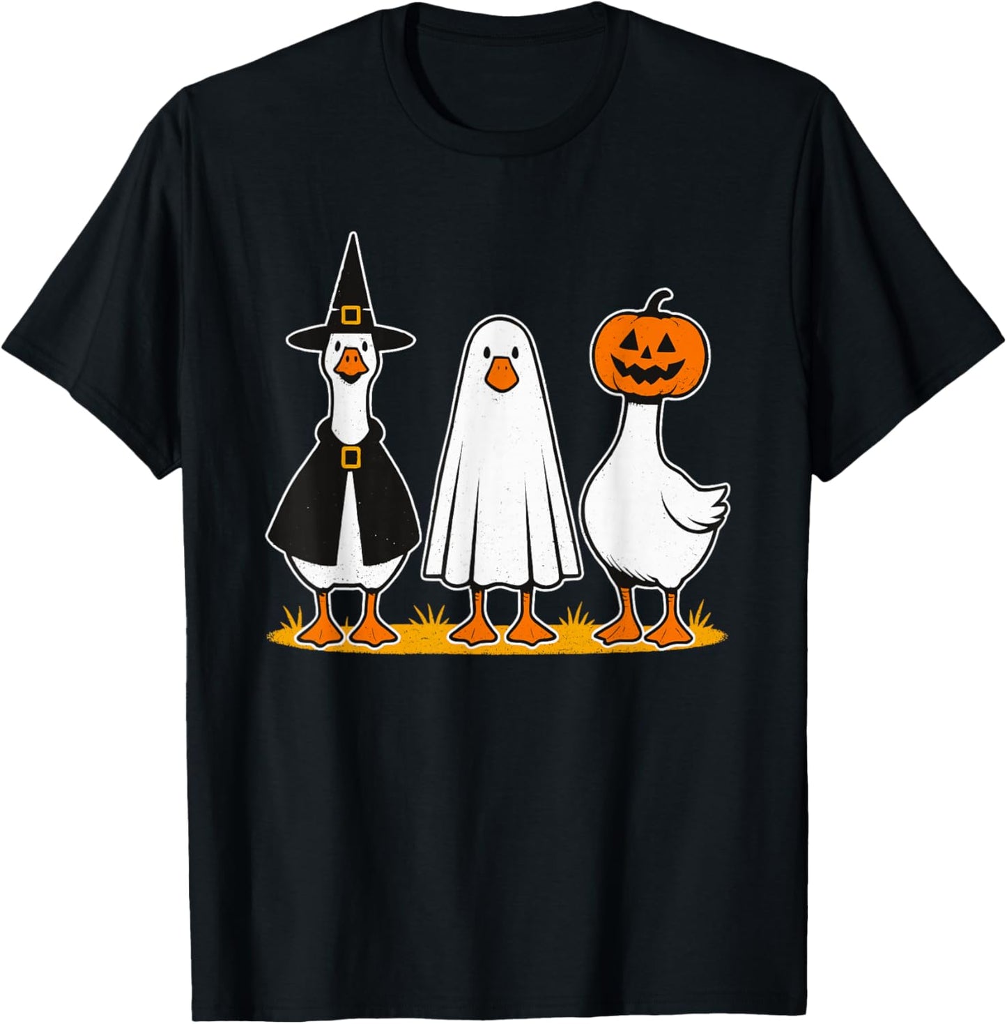Goose Witch Ghost Pumpkin Men Women Kids Funny Halloween T-Shirt - T-Shirt | Black