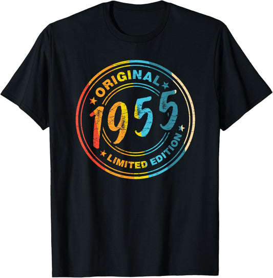 71.Geburtstag Retro Vintage 1955 Mann Frau Geschenk T-Shirt - T-Shirt | Black