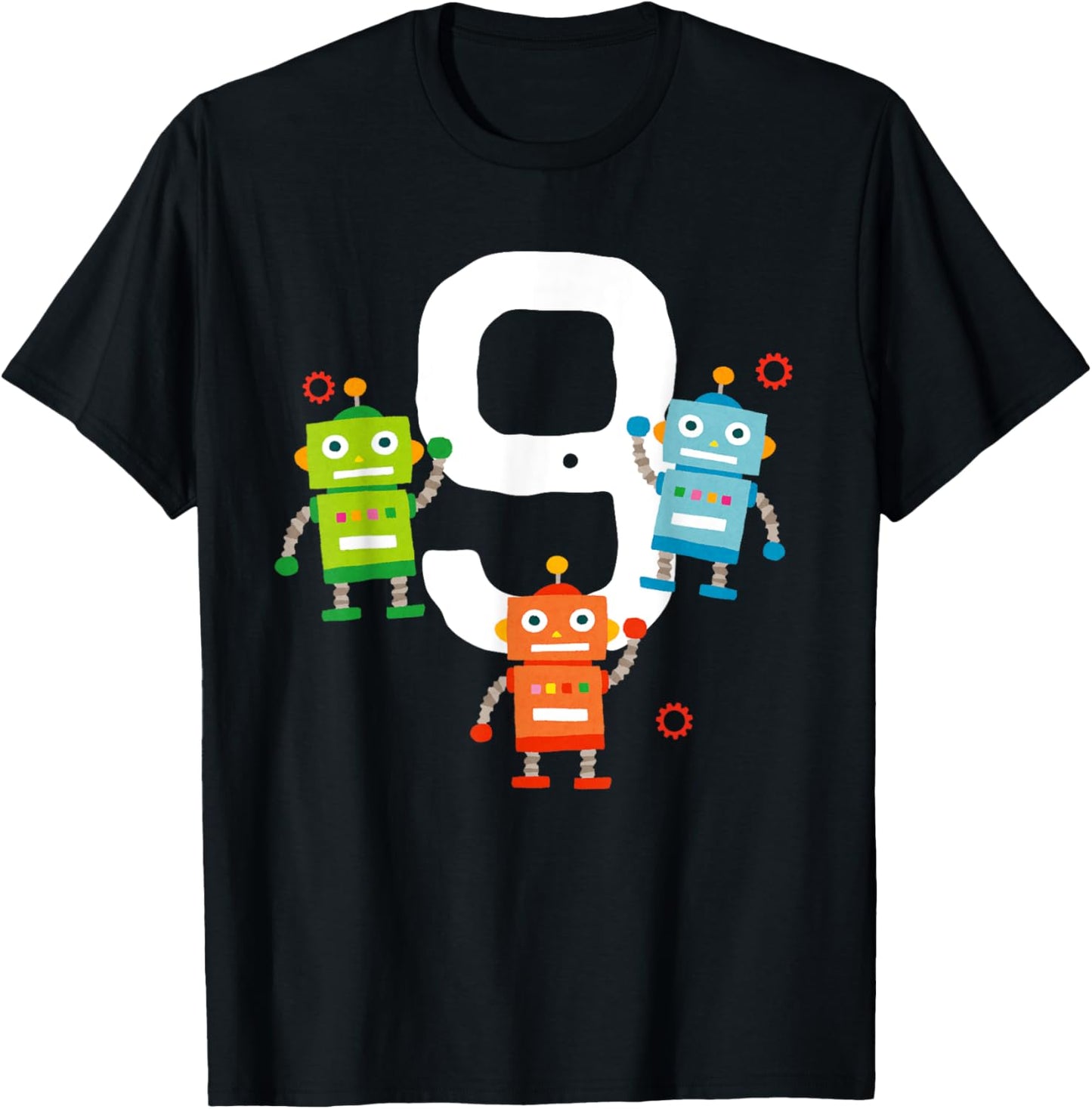9 Year Old Robot Birthday Boy Party Funny Robotics T-Shirt - T-Shirt | Black