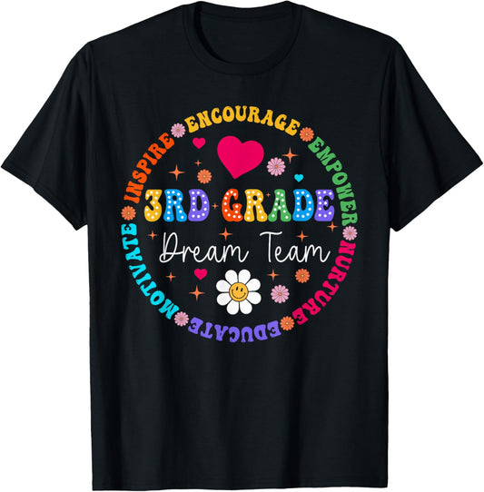 3rd Grade Dream Team Third Grade Teacher Back To School T-Shirt - T-Shirt | Black
