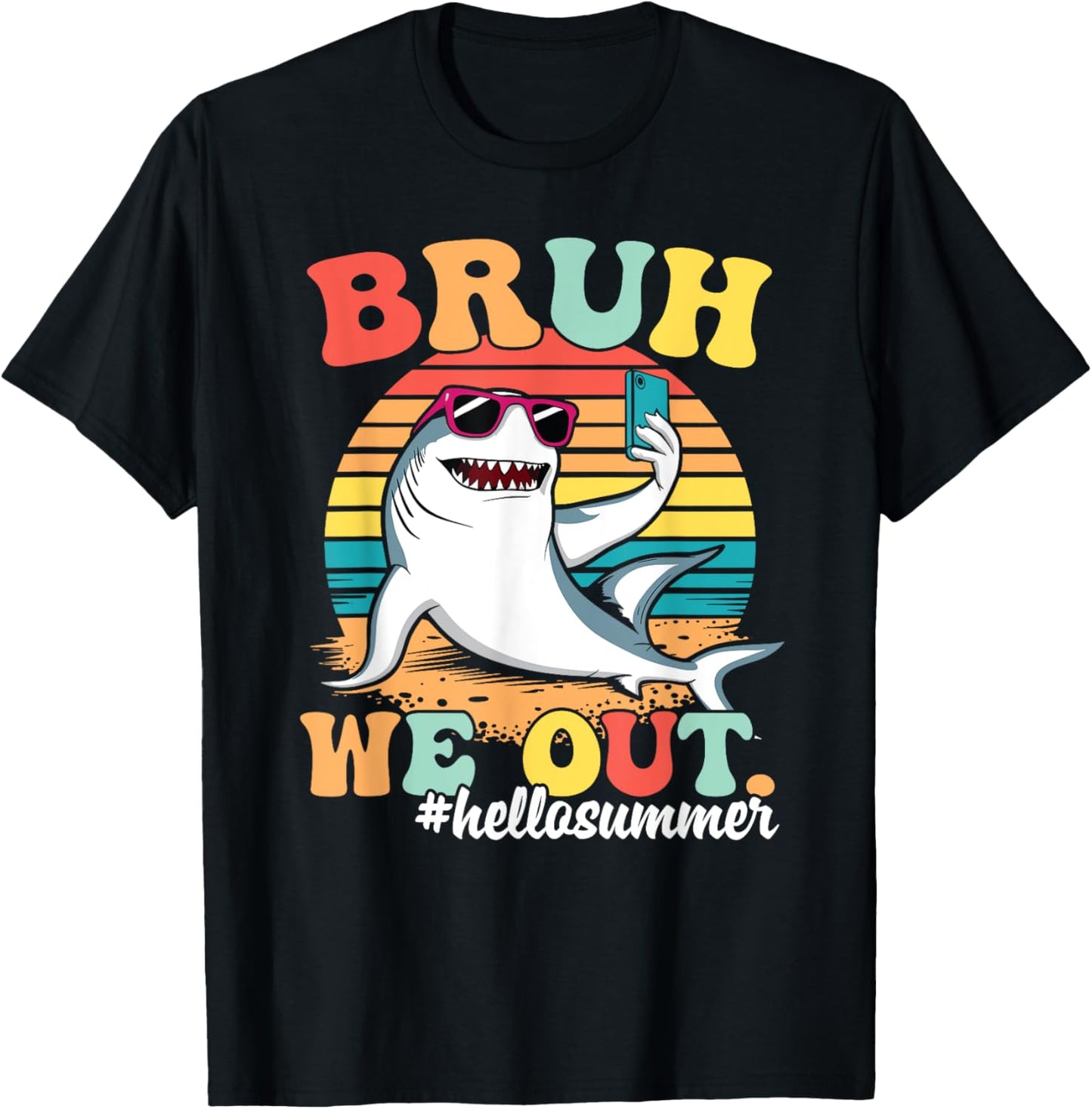Happy Last Day Of School Bruh Funny Student Retro Groovy T-Shirt - T-Shirt | Black