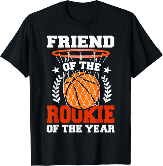 Friend Of Rookie 1st Basketball Birthday Theme Matching T-Shirt - T-Shirt | Black