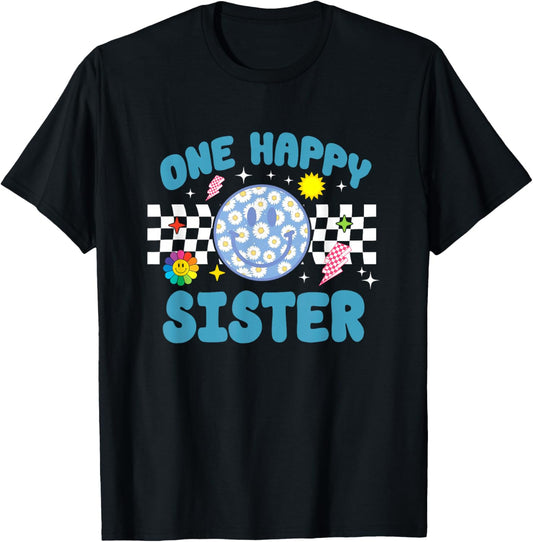 One Happy Dude Sister 1st Birthday Family Matching T-Shirt - T-Shirt | Black