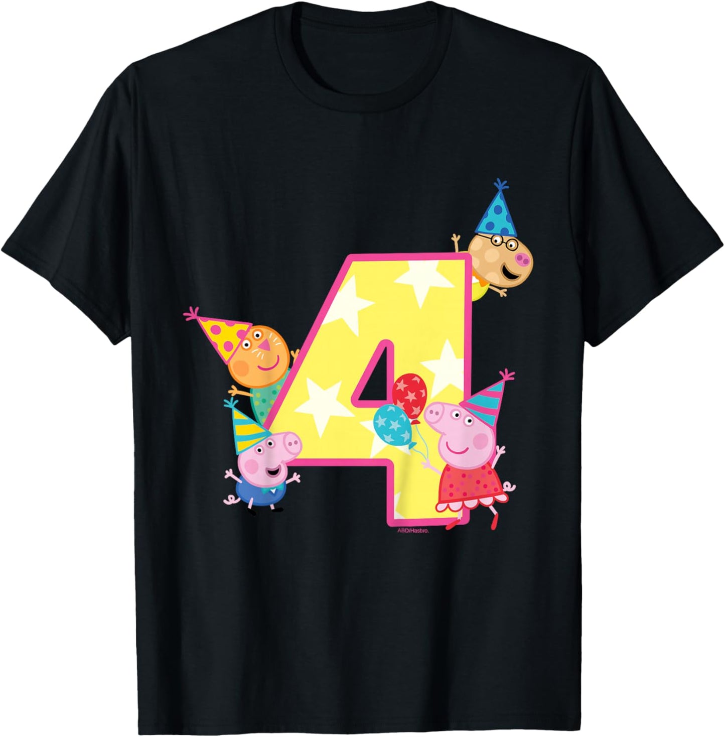 Peppa Pig Crew 4 Geburtstag T-Shirt - T-Shirt | Black
