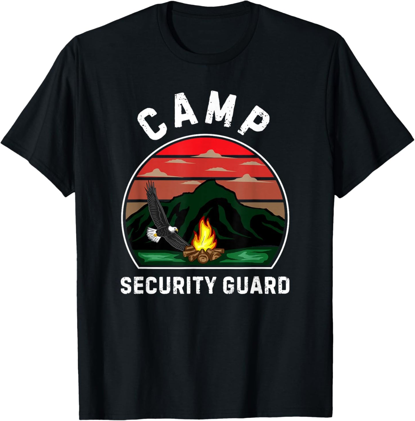 Camp Security Guard Retro Summer Camper Staff Camping T-Shirt - T-Shirt | Black