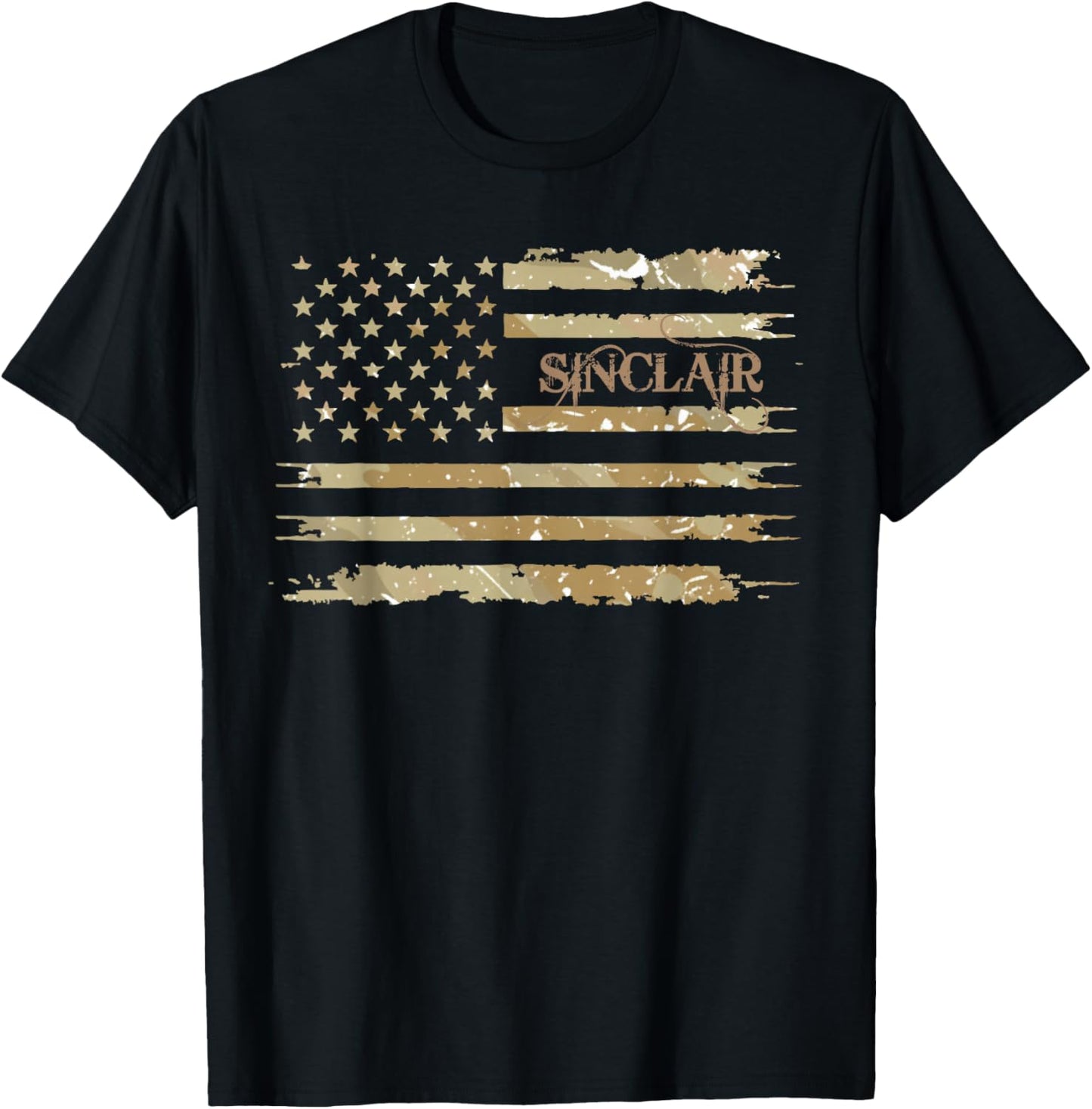 Sinclair Desert Camo Distressed American Flag Style T-Shirt - T-Shirt | Black