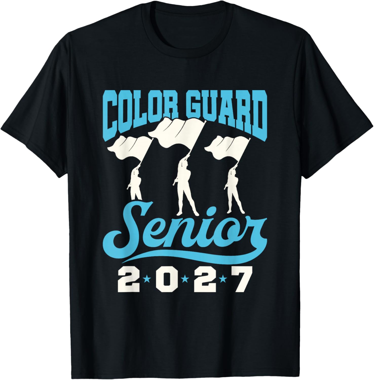 Color Guard Senior 2027 Flags T-Shirt - T-Shirt | Black