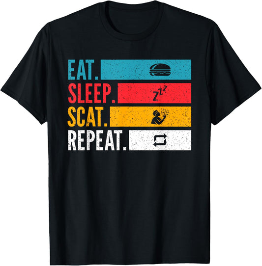 Eat Sleep Scat Repeat Jazz Vocal Improvisation Music Art T-Shirt - T-Shirt | Black