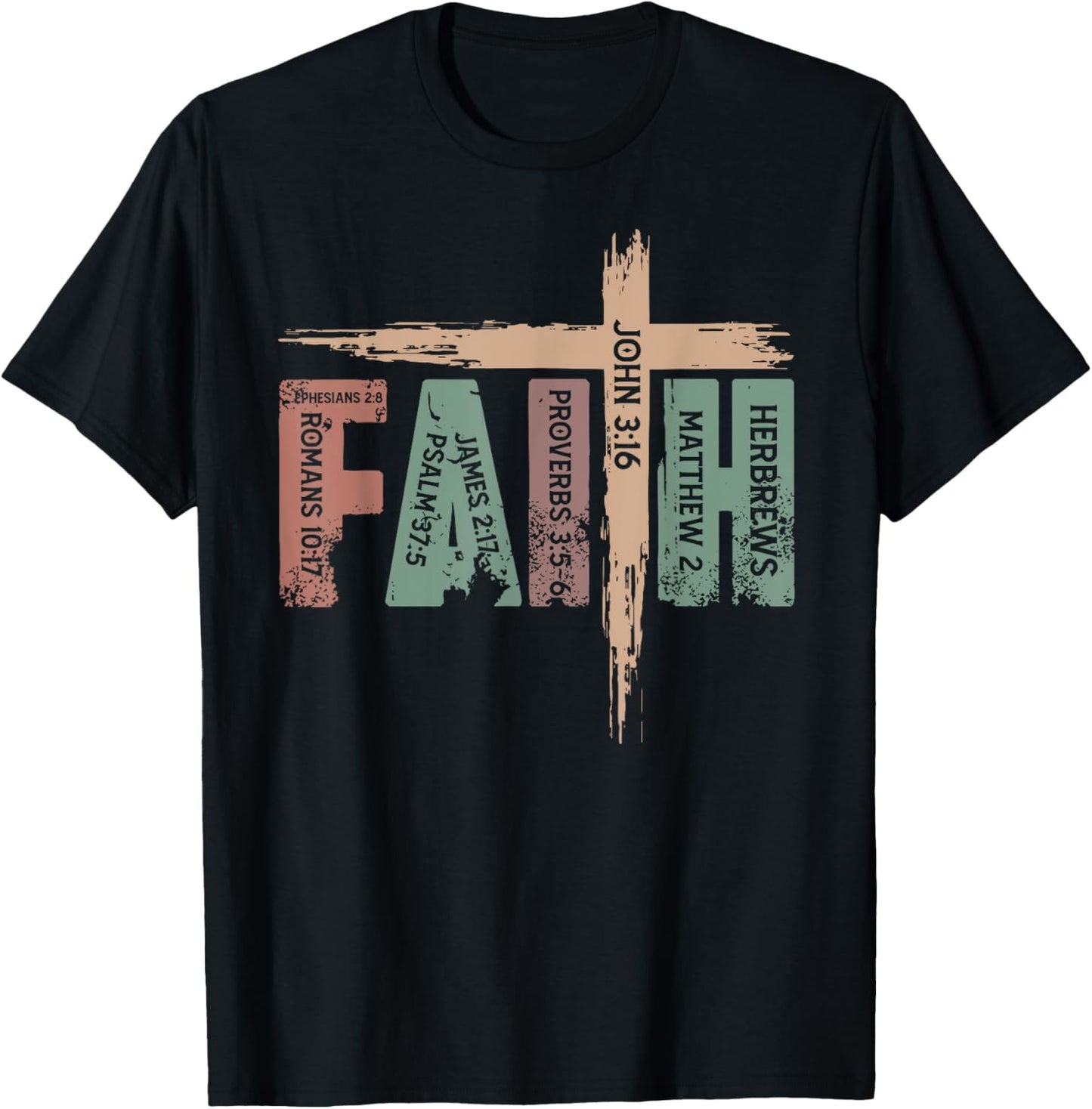 Retro Christian Faith Bible Verse Religious Christian Cross T-Shirt - T-Shirt | Black