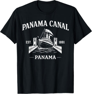 Retro Panama Canal Cruising Classic Ship in Locks Vintage T-Shirt - T-Shirt | Black