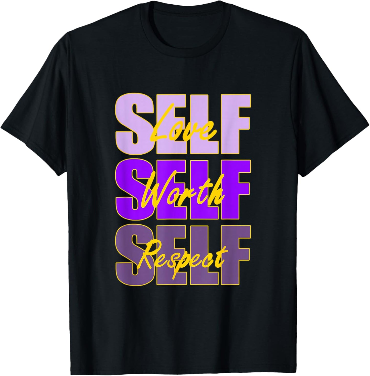 Purple and Golds Self-ish X 3-Gold & Purple Color Graphic T-Shirt - T-Shirt | Black