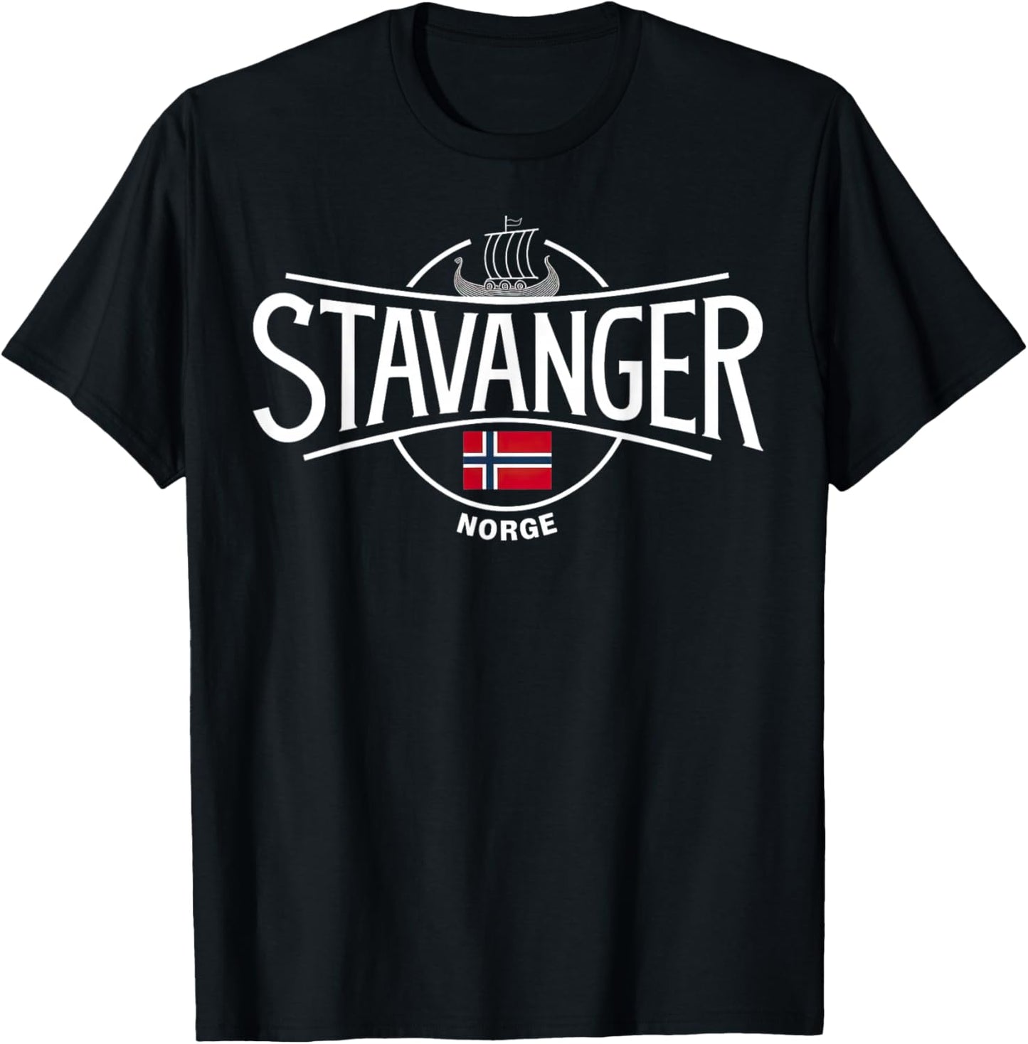 Stavanger Norge Norwegen Stadt Wikinger Schiff T-Shirt - T-Shirt | Black