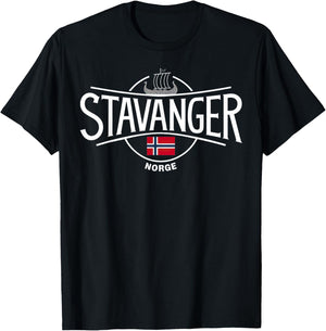 Stavanger Norge Norwegen Stadt Wikinger Schiff T-Shirt - T-Shirt | Black