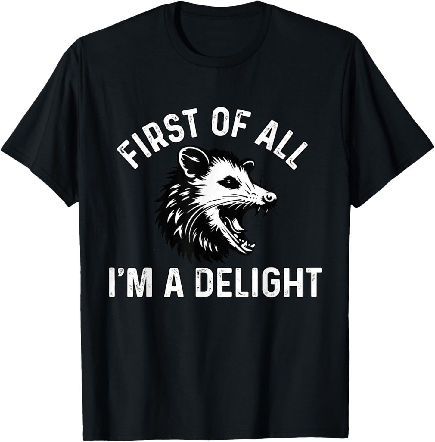 First Of All I'm A Delight Possum Angry Opossum Meme T-Shirt - T-Shirt | Black