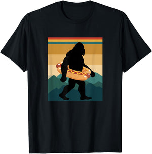 Bigfoot with Hot Dog Float Funny Kids Sasquatch Food Graphic T-Shirt - T-Shirt | Black