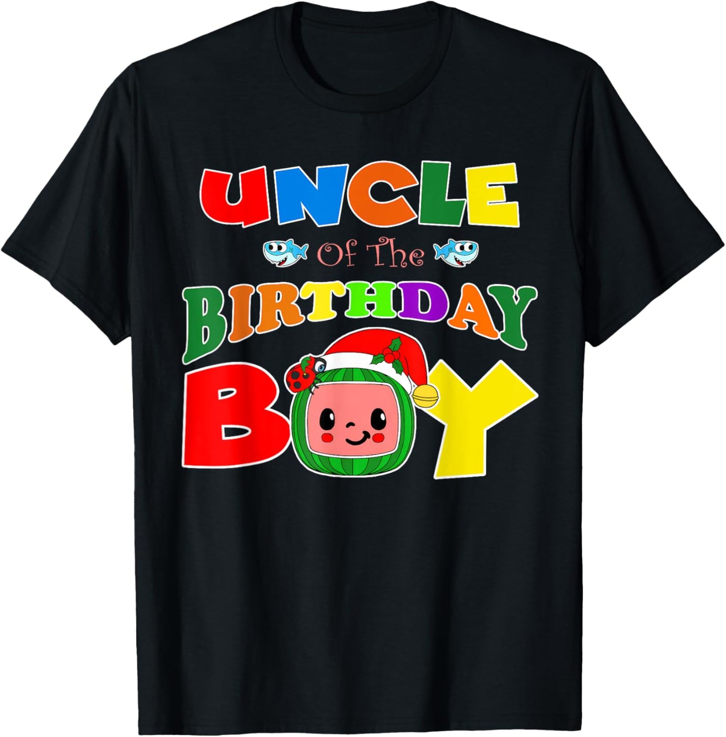 Uncle Of The Birthday Boy Funny Melon Family Matching T-Shirt - T-Shirt | Black