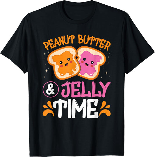 Peanut Butter Jelly Time Best Friends Matching Couples T-Shirt - T-Shirt | Black