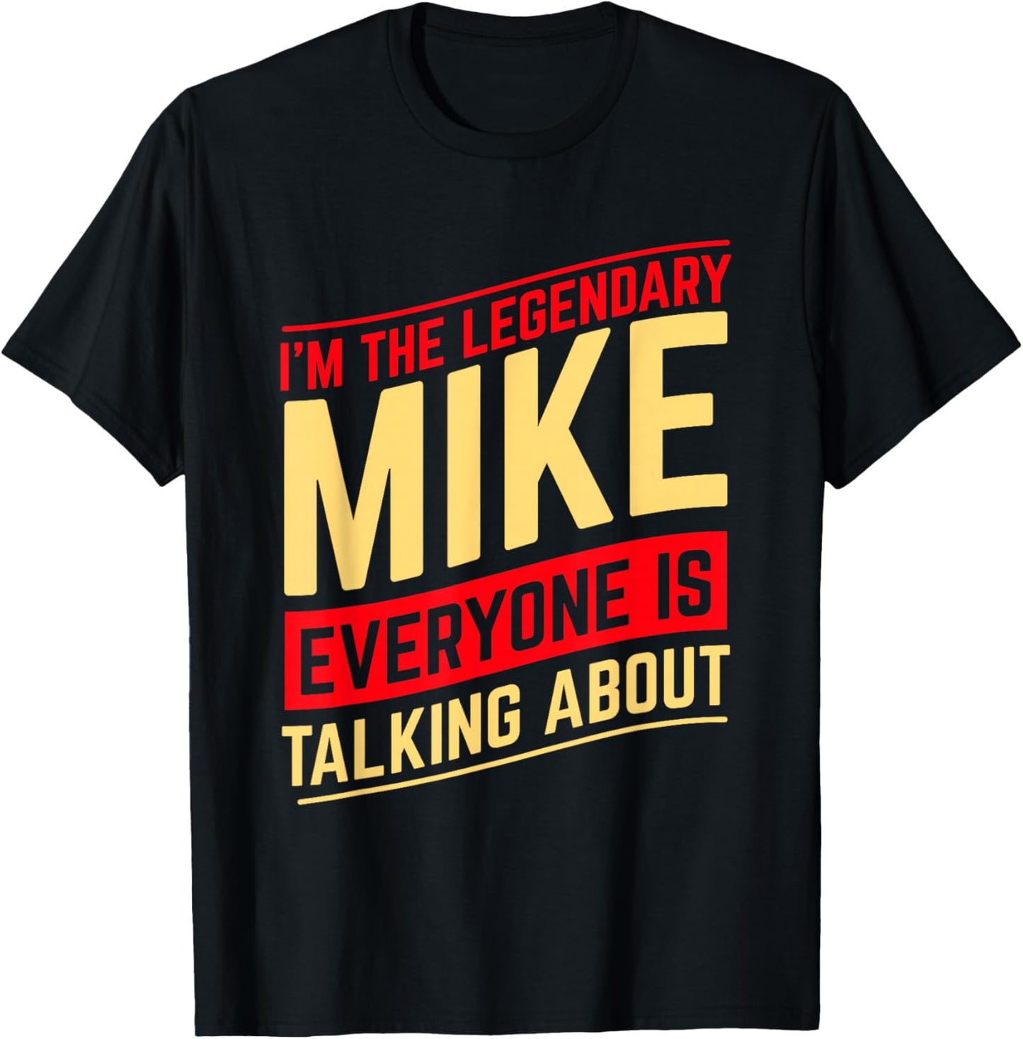 Mike Custom Name Design -Adults Black Cotton Polyester Small Short Sleeve Straight Fit Mock Collar Christmas Birthday Funny Mike Name First Name I'm The Legendary Mike T-Shirt - T-Shirt | Black