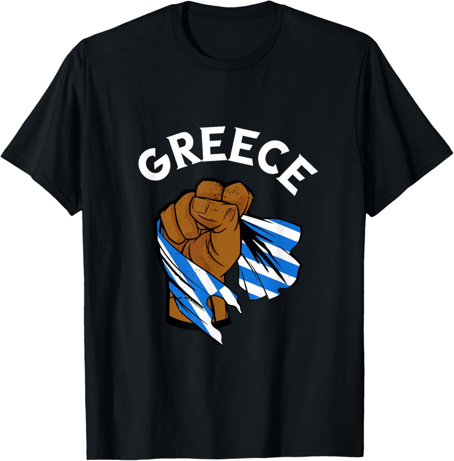 Greek Pride Handfist Greek Roots Greece Flag Hellenes T-Shirt - T-Shirt | Black