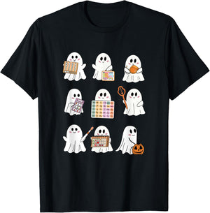 Retro SLP Ghost Halloween Speech Therapy Autumn Fall T-Shirt - T-Shirt | Black