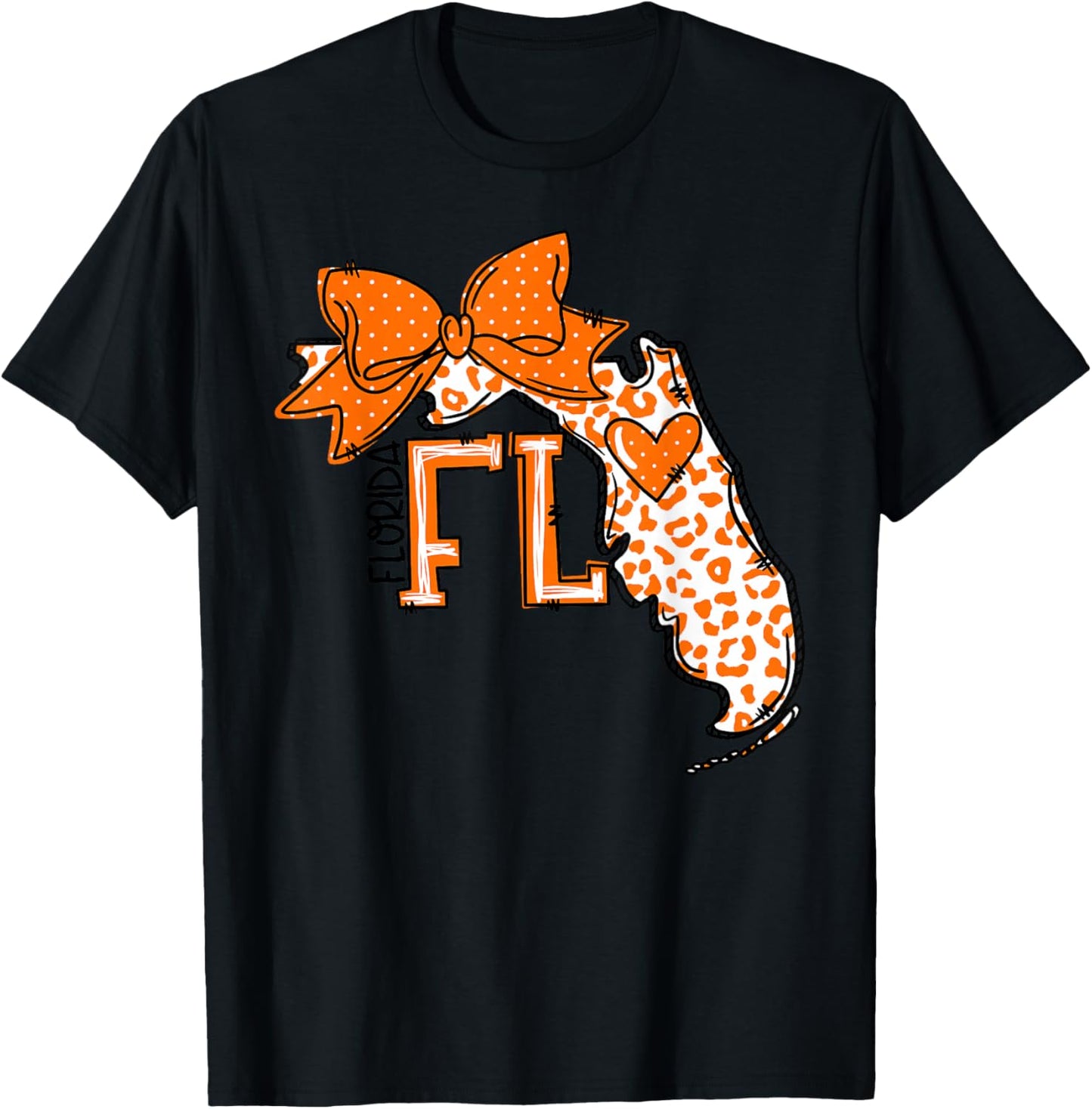 Florida Heart State Map Girl Coquette Bow Girl Kid T-Shirt - T-Shirt | Black