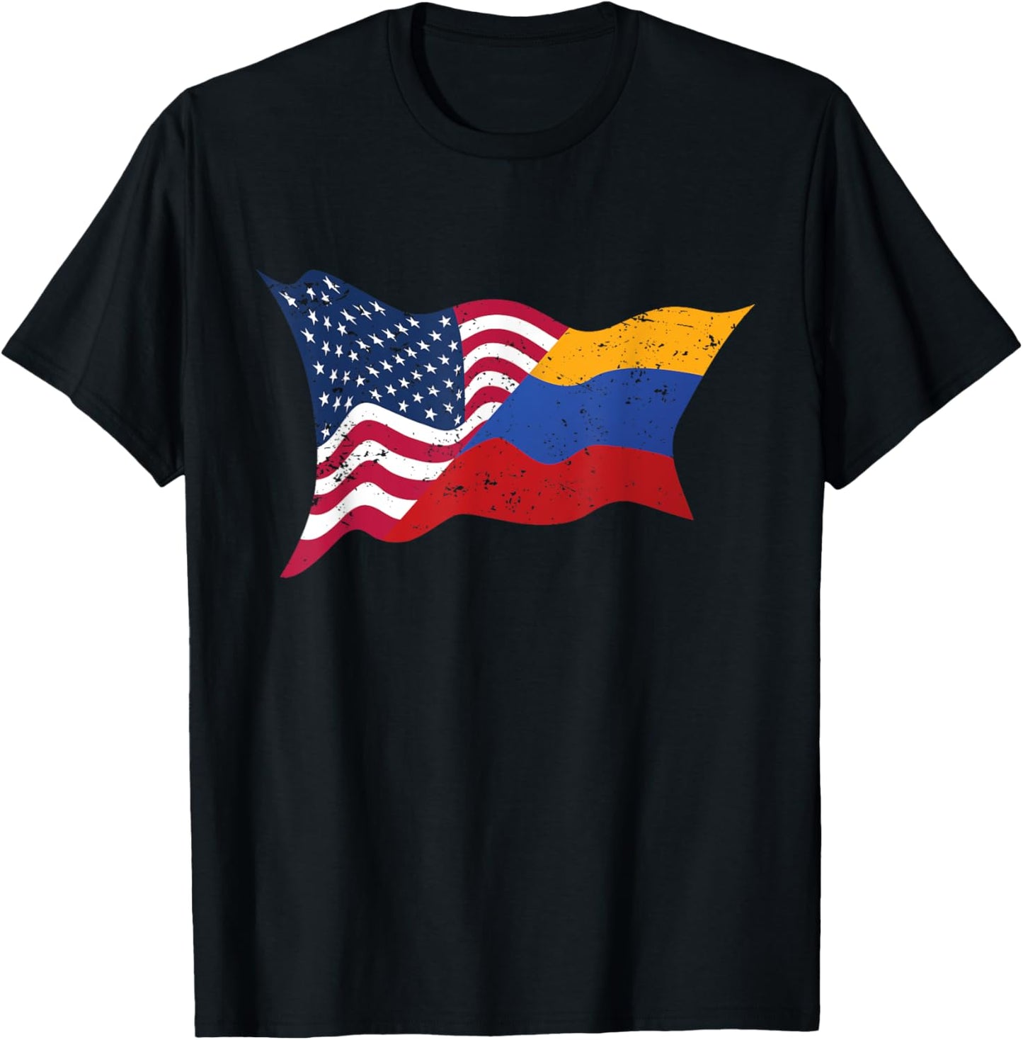 Colombia Dual Citizen American USA Flag Colombian Gift T-Shirt - T-Shirt | Black