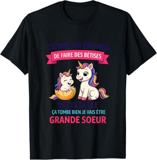 Child Announcement Pregnancy Big Sister Nonsense Future Big Sister T-Shirt - T-Shirt | Black