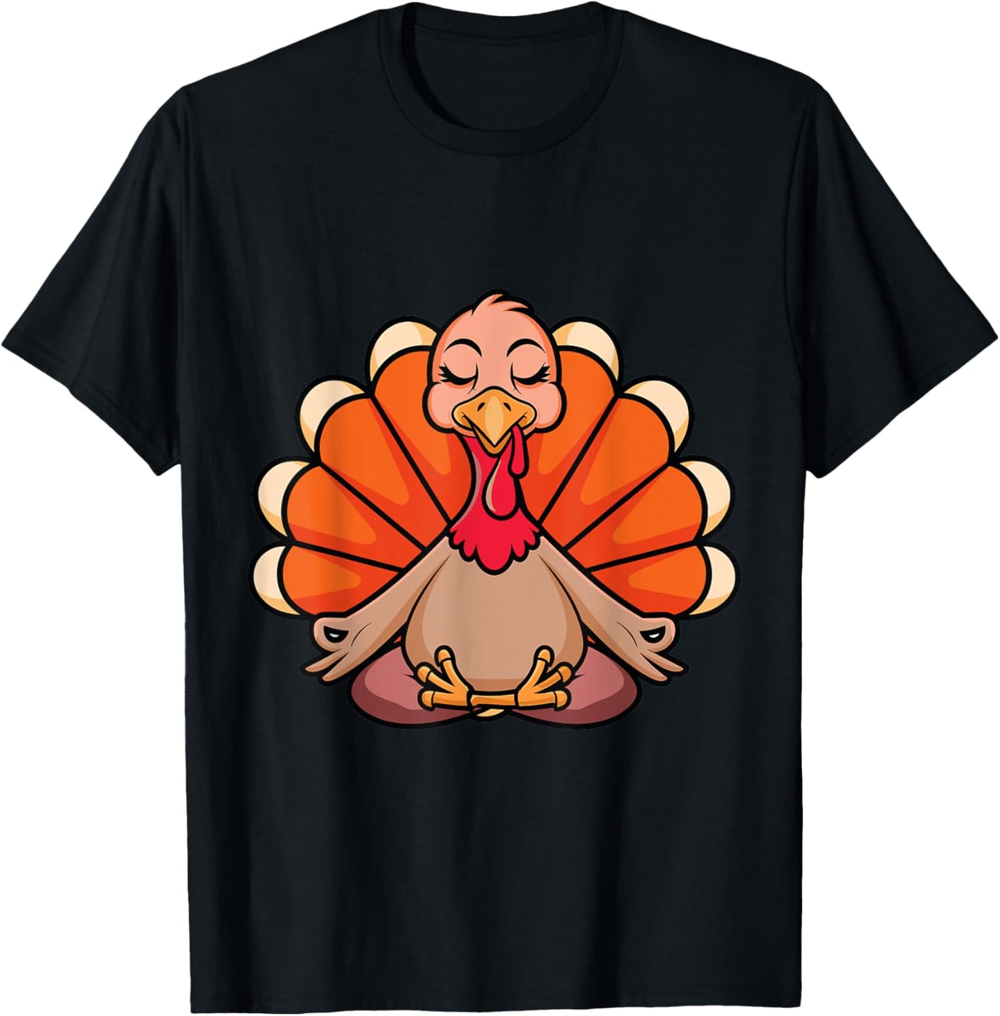 Turkey Yoga Thanksgiving Day Meditating Namaste Fall Women T-Shirt - T-Shirt | Black