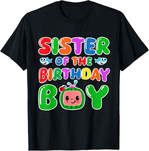 Sister Of The Birthday Boy Funny melon Family Matching T-Shirt - T-Shirt | Black