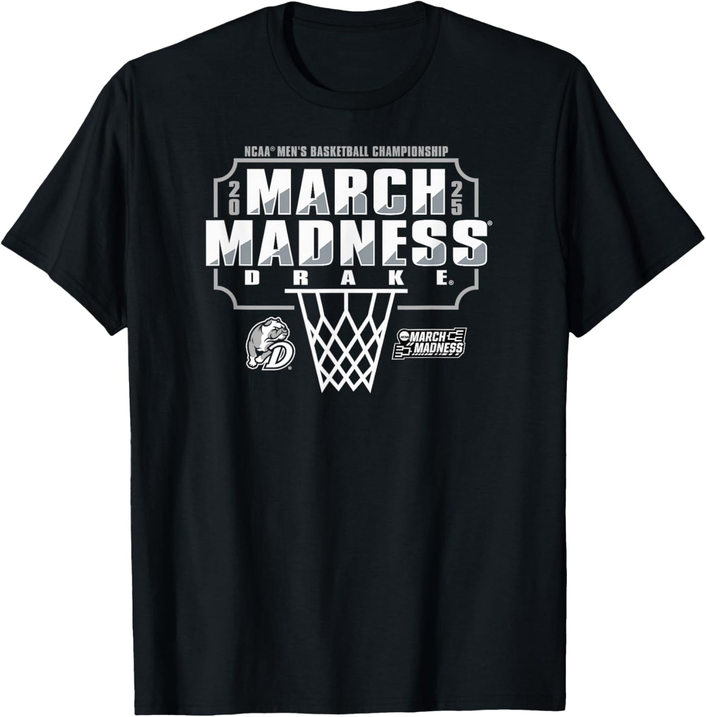 Drake Bulldogs March Madness 2025 Men's Basketball Royal T-Shirt - T-Shirt | Black