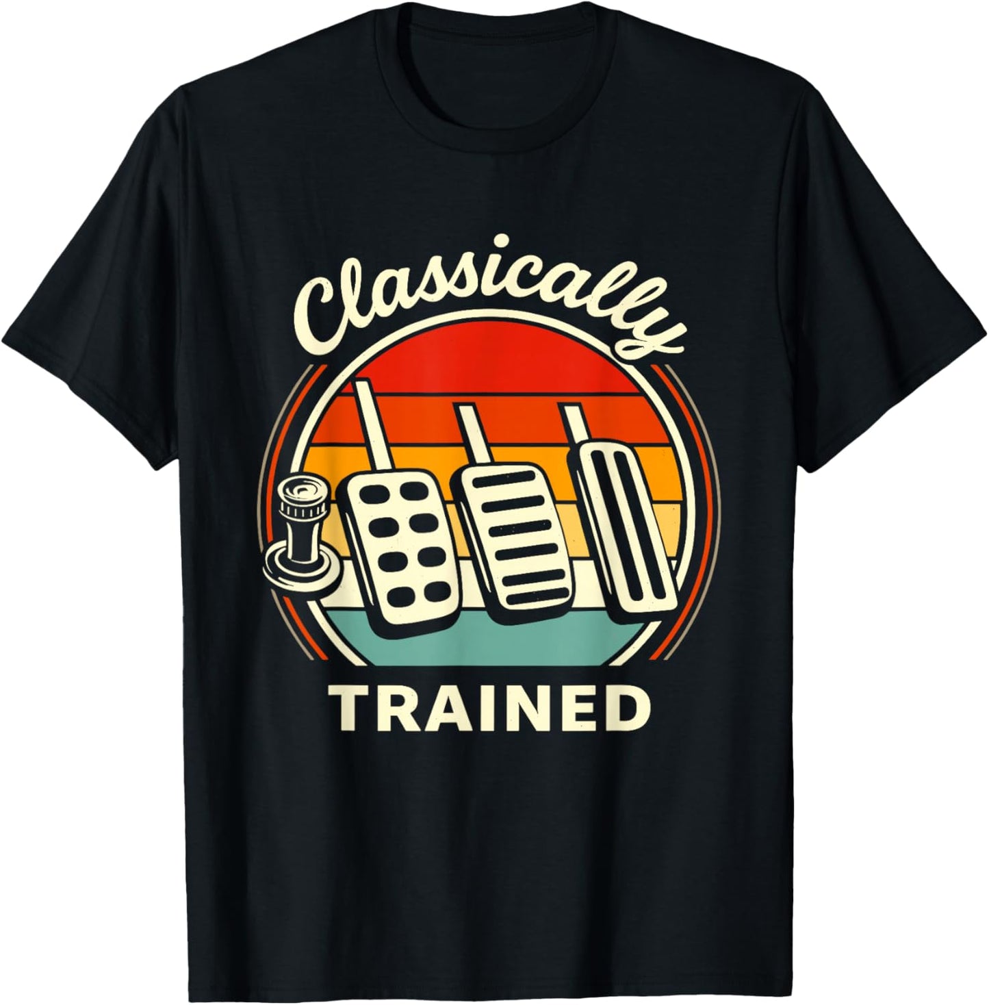 Vintage Classically Trained Dimmer Manual Car Pedals Driving T-Shirt - T-Shirt | Black