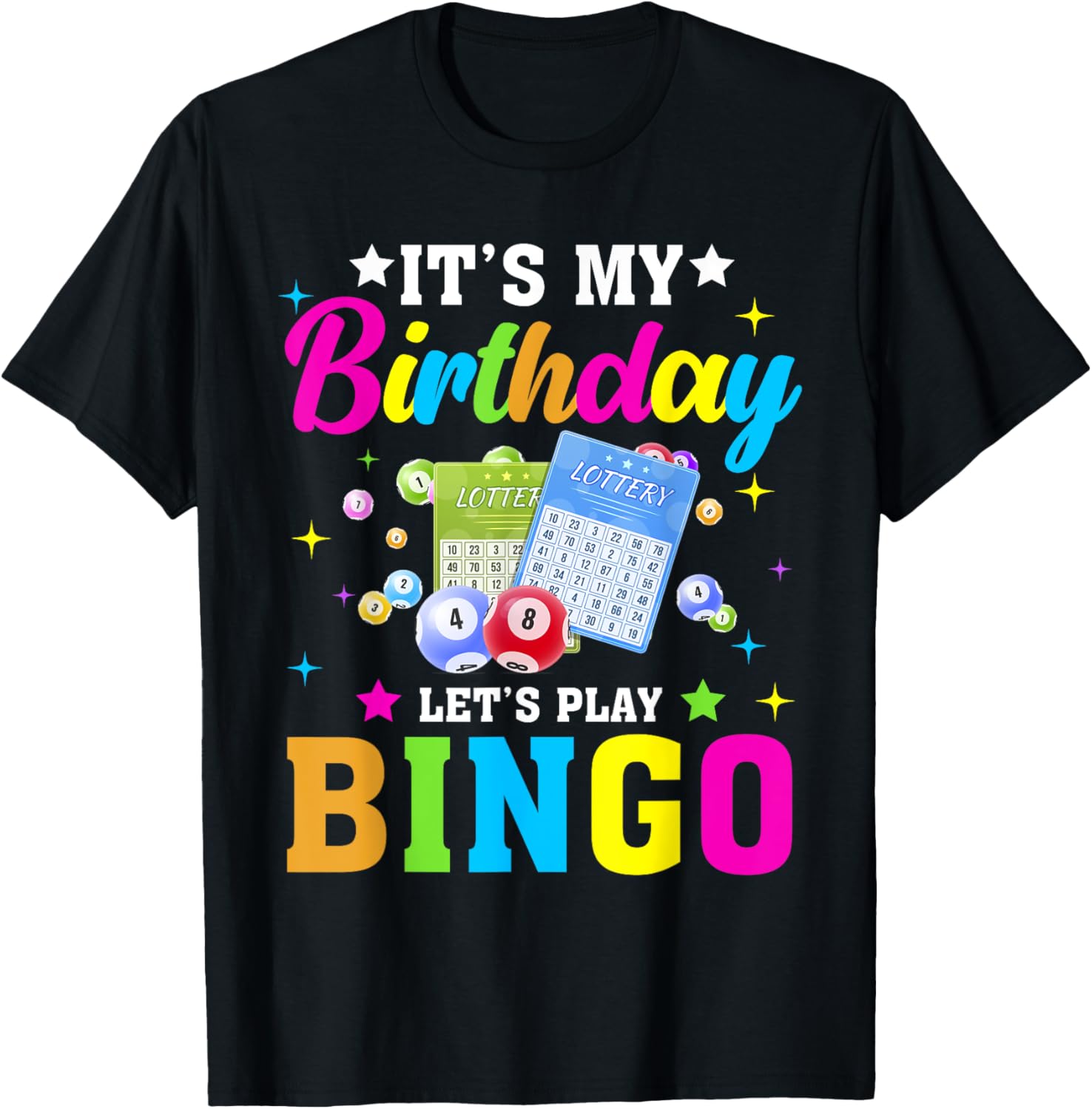 Bingo It's My Birthday Let's Play Bingo Vintage Xmas T-Shirt - T-Shirt | Black