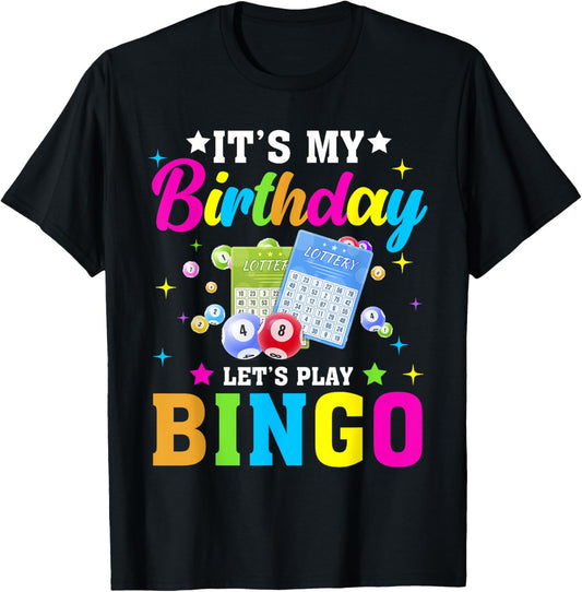 Bingo It's My Birthday Let's Play Bingo Vintage Xmas T-Shirt - T-Shirt | Black