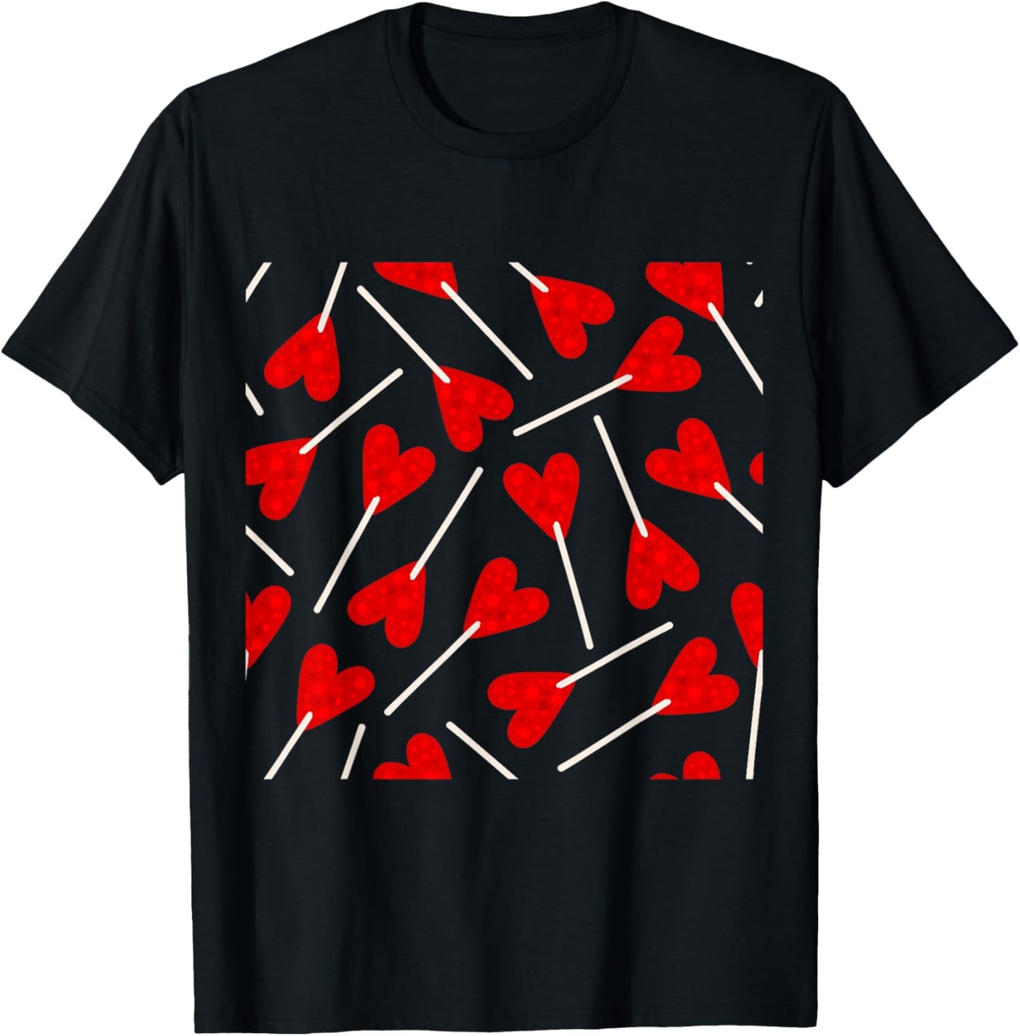 Mignon Rouge en Forme de Coeur Sucette Bonbon Saint Valentin Kawaii T-Shirt - T-Shirt | Black