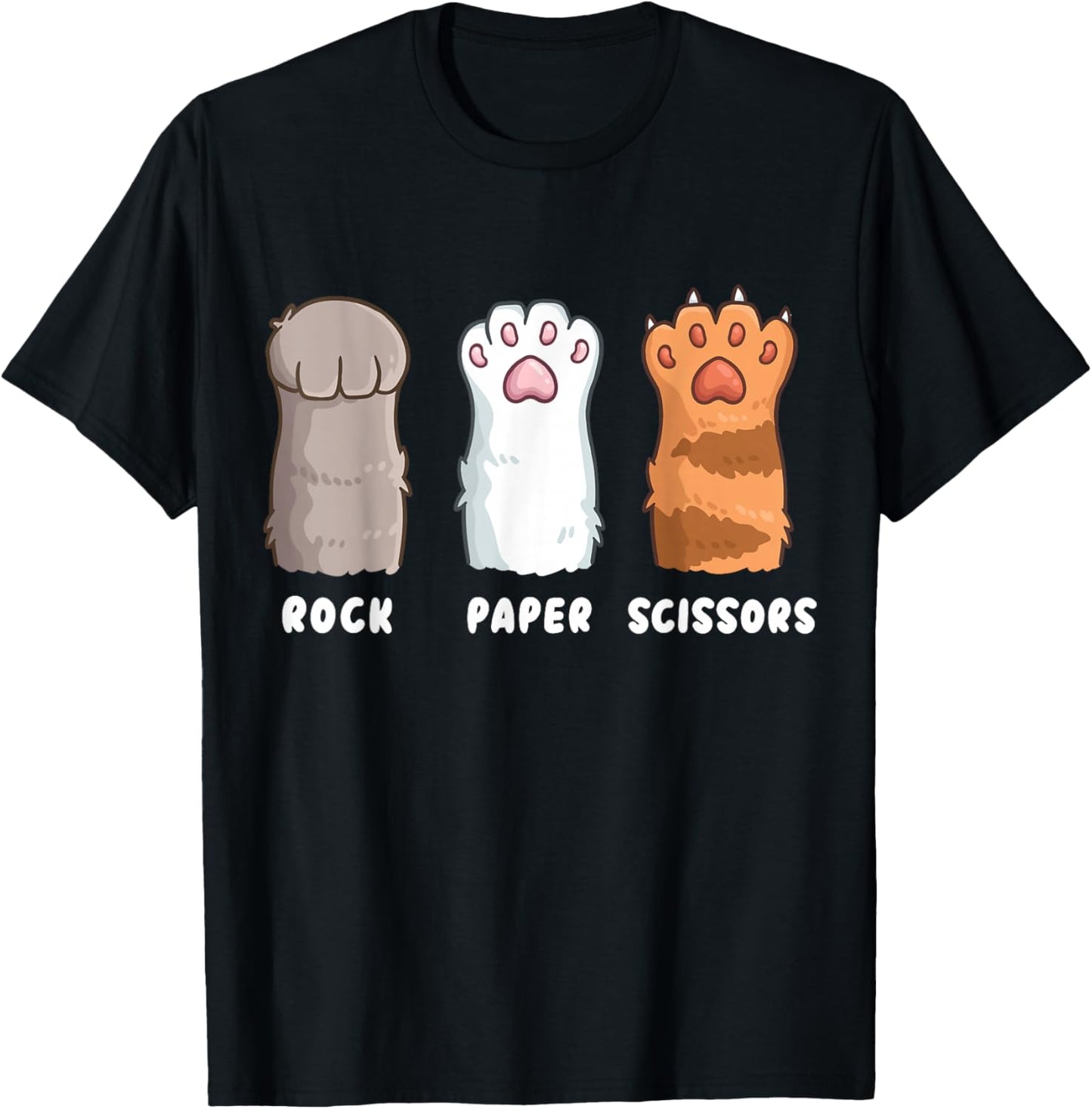 Cat Lover Cat Owner Funny Cat Rock Paper Scissors T-Shirt - T-Shirt | Black
