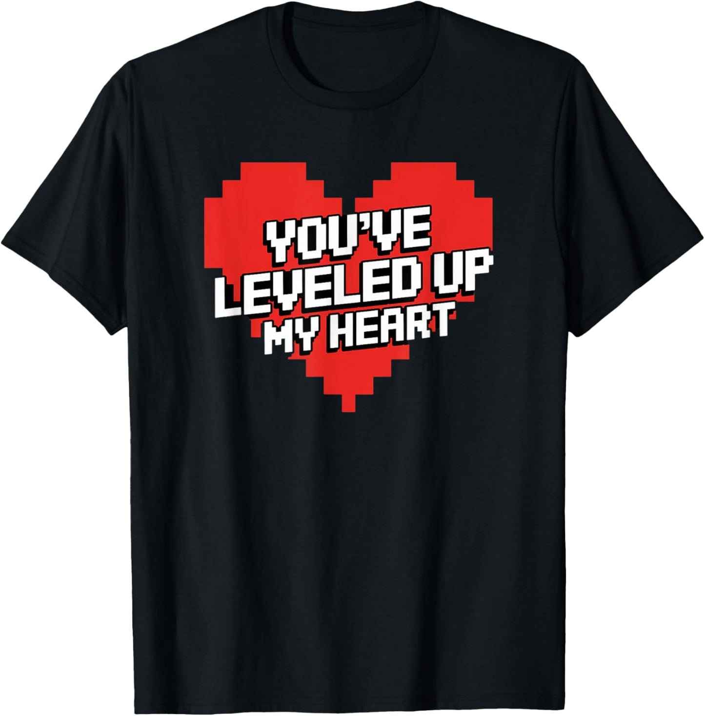 You've Leveled Up My Heart Gamer Love Valentine's Day Retro T-Shirt - T-Shirt | Black