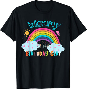 Mommy of The Birthday Girl Rainbow B-Day Matching Family T-Shirt - T-Shirt | Black