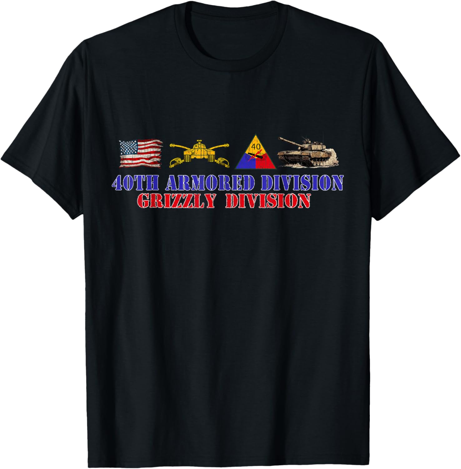 40th Armored Division Grizzly Division Retro Veterans Day T-Shirt - T-Shirt | Black