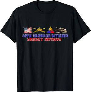 40th Armored Division Grizzly Division Retro Veterans Day T-Shirt - T-Shirt | Black