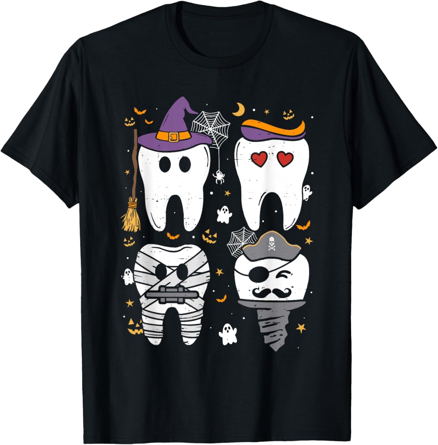 Dentist Witch Teeth Dental Crew Halloween Costume Men Women T-Shirt - T-Shirt | Black