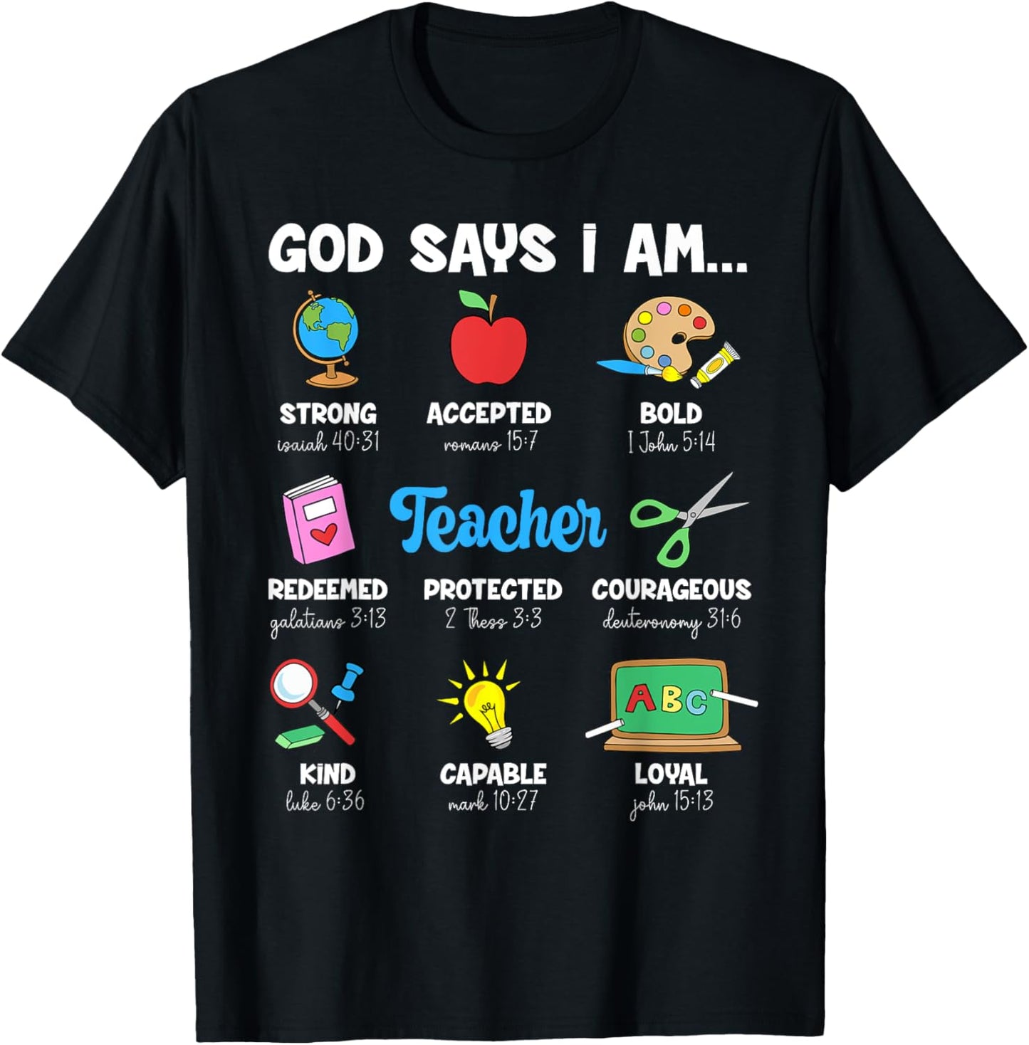 Funny God Says Im Teacher Christian Back To School Religious Men Women T-Shirt - T-Shirt | Black