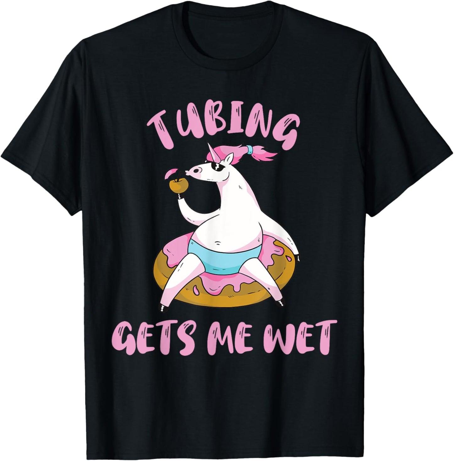 River Tubing Unicorn Tubing Get's Me Wet Summer Float Trip Men Women T-Shirt - T-Shirt | Black