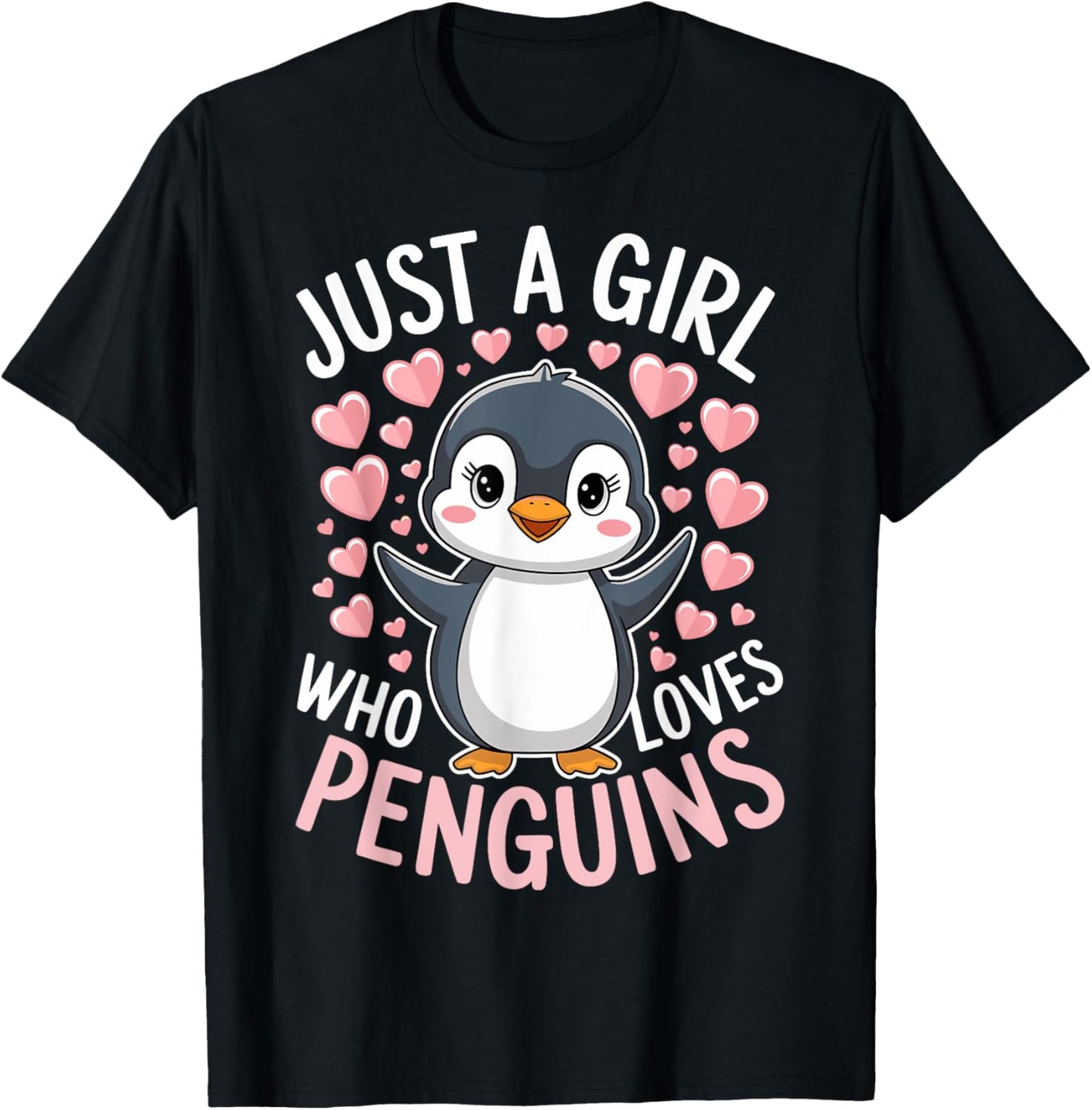 Penguins Animal Just A Girl Who Loves Penguin T-Shirt - T-Shirt | Black