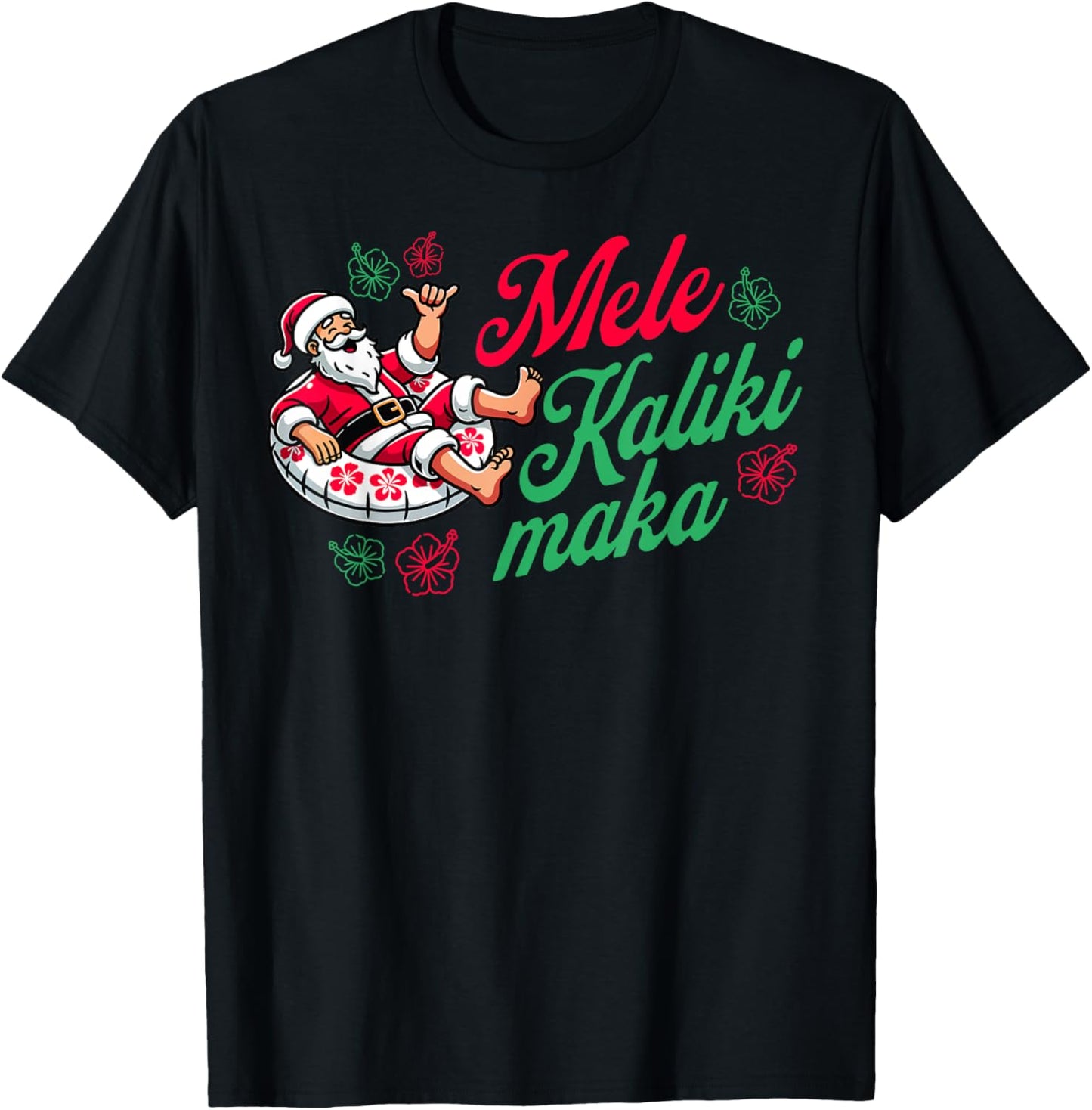 Mele Kalikimaka Tropical Vacation Hawaii Hawaiian Christmas T-Shirt - T-Shirt | Black