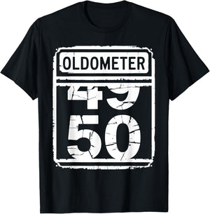 Oldometer 50 Men Women Funny 50th Birthday T-Shirt - T-Shirt | Black