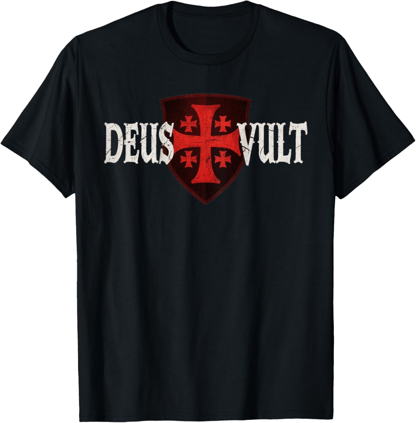 Deus Vult - Christian - Jerusalem Cross T-Shirt - T-Shirt | Black