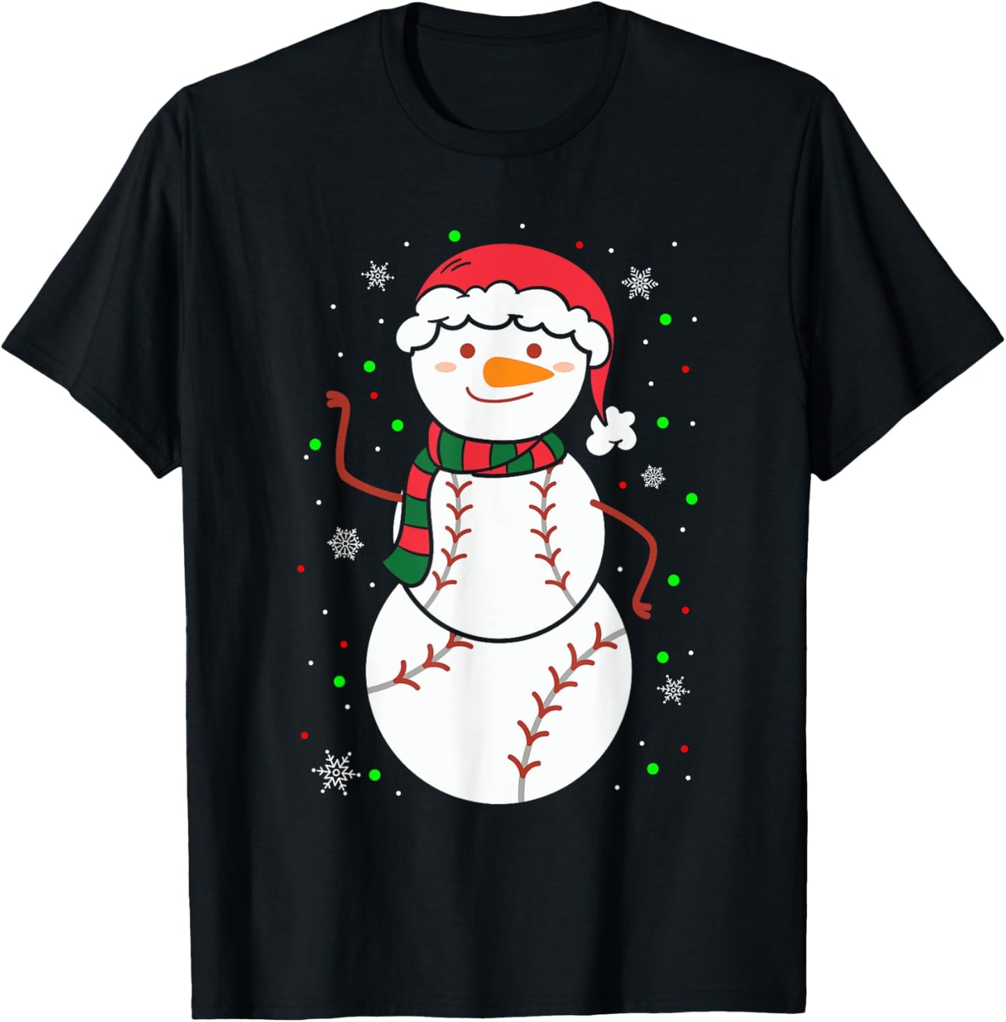 Christmas Baseball Snowmans Balls Snow Xmas Women T-Shirt - T-Shirt | Black